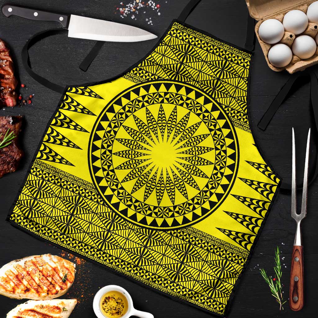 All Yellow Tonga Malo e lelei Apron Vintage Ngatu Tribal Pattern - Polynesian Pride