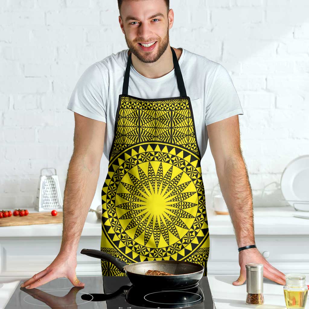All Yellow Tonga Malo e lelei Apron Vintage Ngatu Tribal Pattern - Polynesian Pride