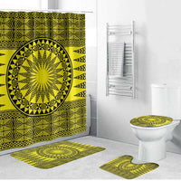 All Yellow Tonga Malo e lelei Bathroom Set Vintage Ngatu Tribal Pattern - Polynesian Pride