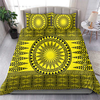 All Yellow Tonga Malo e lelei Bedding Set Vintage Ngatu Tribal Pattern - Polynesian Pride