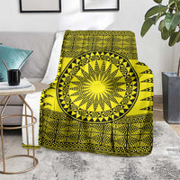 All Yellow Tonga Malo e lelei Blanket Vintage Ngatu Tribal Pattern - Polynesian Pride