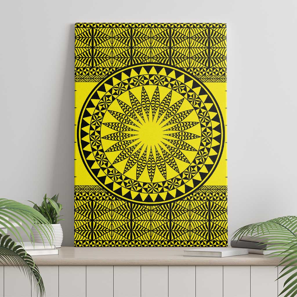All Yellow Tonga Malo e lelei Canvas Wall Art Vintage Ngatu Tribal Pattern - Polynesian Pride