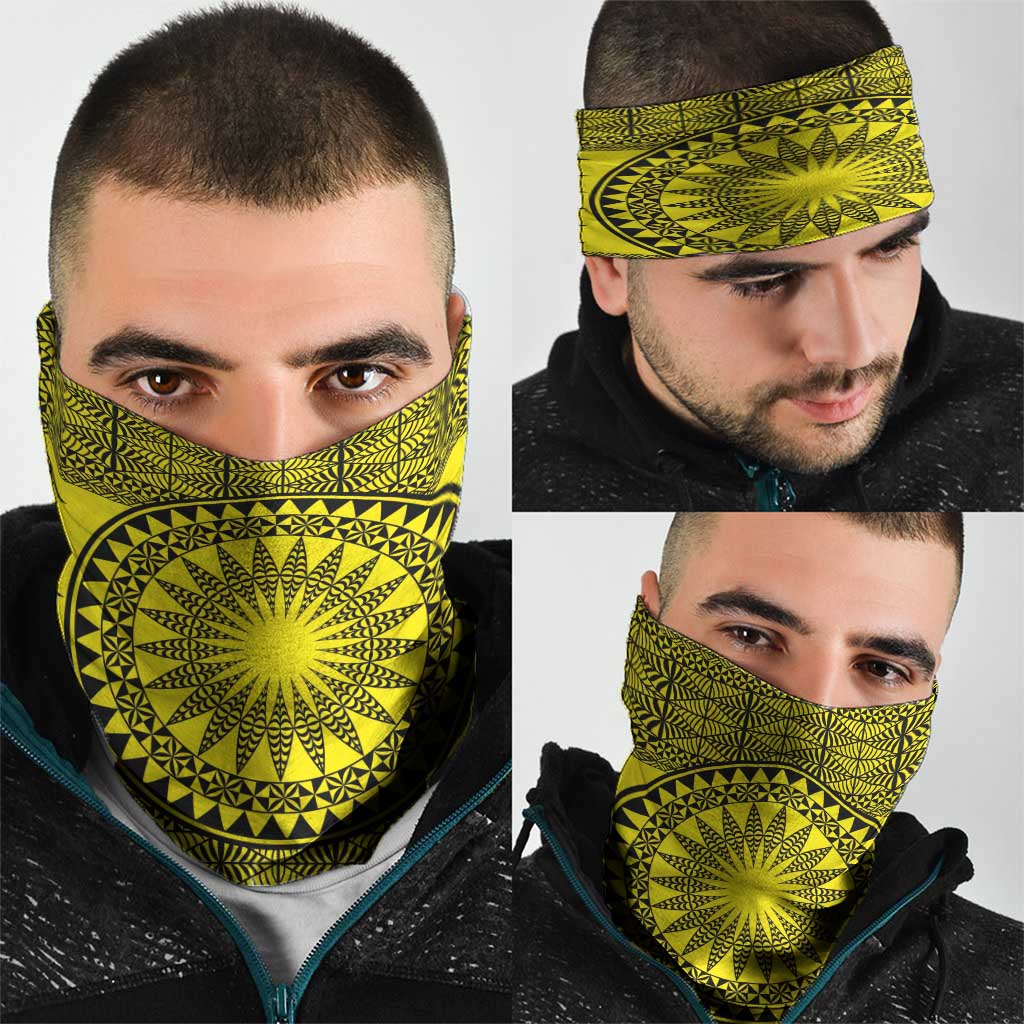 All Yellow Tonga Malo e lelei Neck Gaiter Vintage Ngatu Tribal Pattern - Polynesian Pride