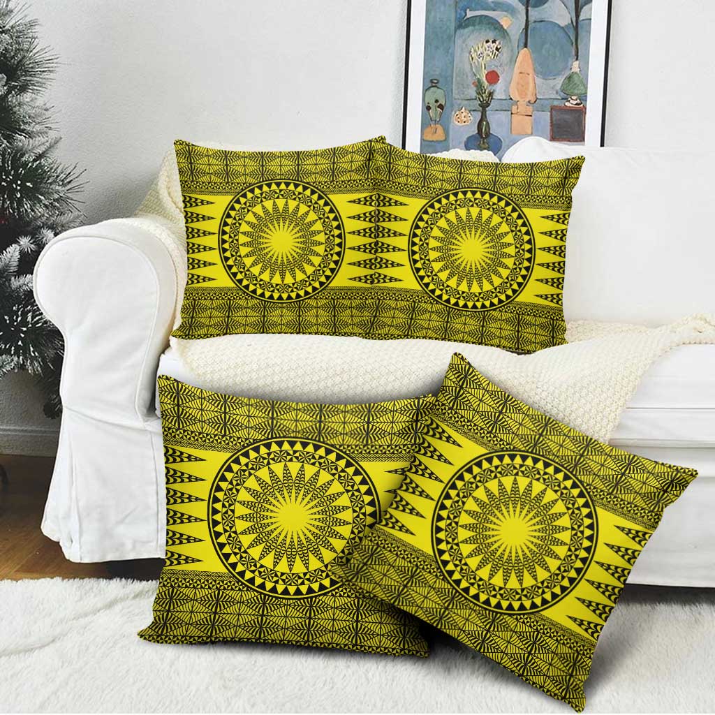 All Yellow Tonga Malo e lelei Pillow Cover Vintage Ngatu Tribal Pattern - Polynesian Pride