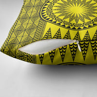 All Yellow Tonga Malo e lelei Pillow Cover Vintage Ngatu Tribal Pattern - Polynesian Pride