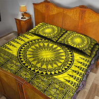 All Yellow Tonga Malo e lelei Quilt Bed Set Vintage Ngatu Tribal Pattern - Polynesian Pride