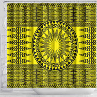 All Yellow Tonga Malo e lelei Shower Curtain Vintage Ngatu Tribal Pattern - Polynesian Pride