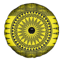 All Yellow Tonga Malo e lelei Spare Tire Cover Vintage Ngatu Tribal Pattern - Polynesian Pride