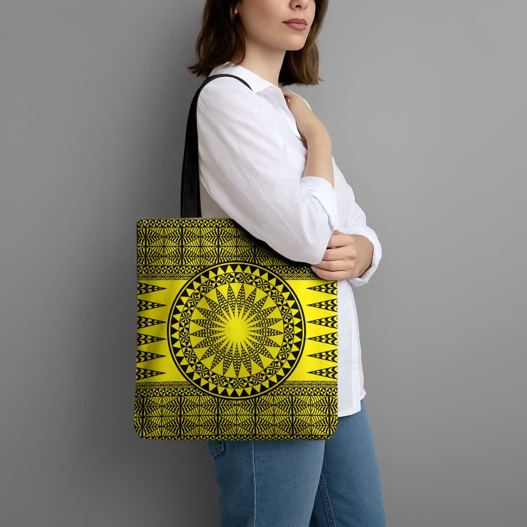 All Yellow Tonga Malo e lelei Tote Bag Vintage Ngatu Tribal Pattern - Polynesian Pride