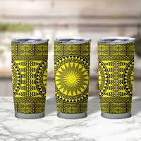All Yellow Tonga Malo e lelei Tumbler Cup Vintage Ngatu Tribal Pattern - Polynesian Pride