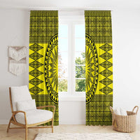 All Yellow Tonga Malo e lelei Window Curtain Vintage Ngatu Tribal Pattern - Polynesian Pride
