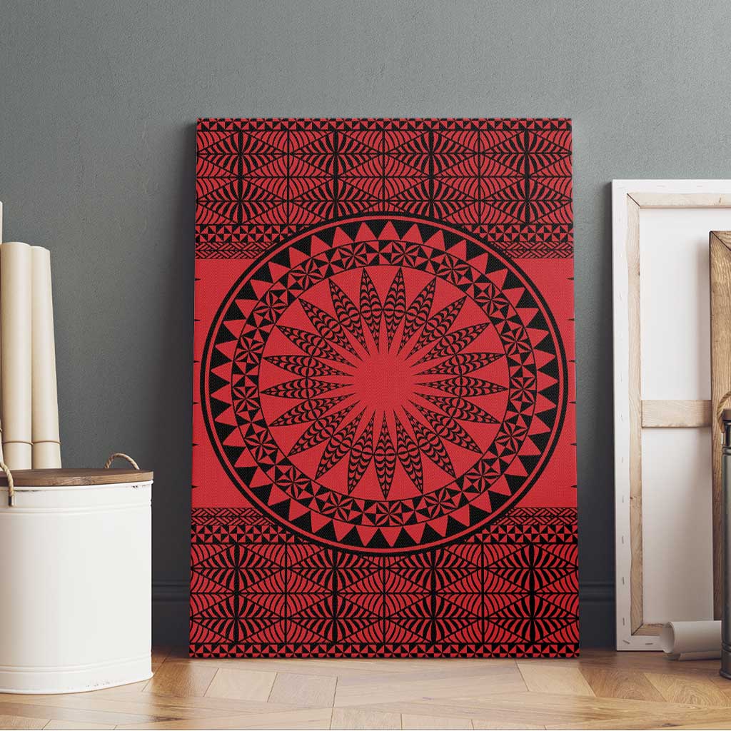All Red Tonga Malo e lelei Canvas Wall Art Vintage Ngatu Tribal Pattern - Polynesian Pride