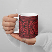 All Red Tonga Malo e lelei Ceramic Mug Vintage Ngatu Tribal Pattern - Polynesian Pride