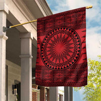 All Red Tonga Malo e lelei Garden Flag Vintage Ngatu Tribal Pattern - Polynesian Pride