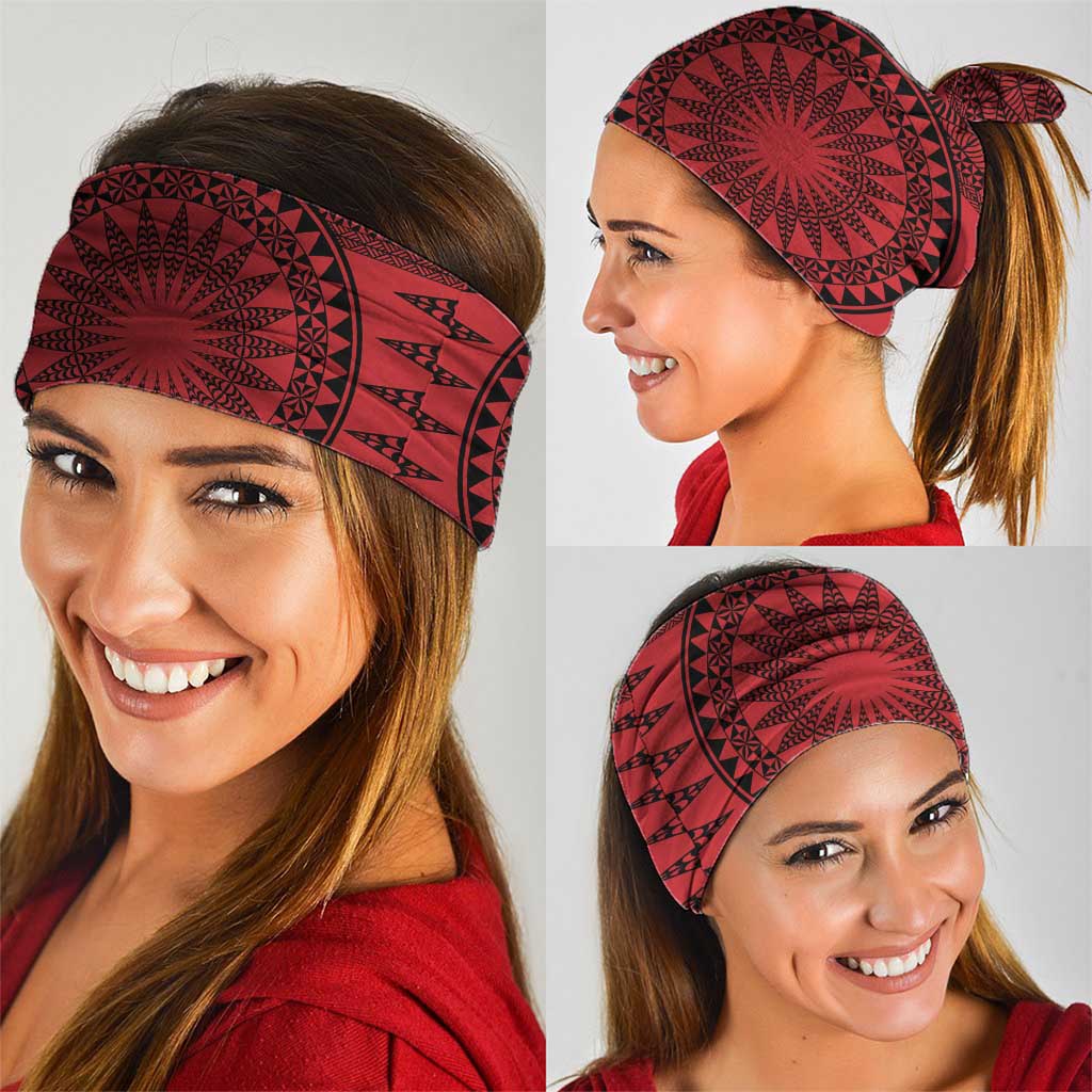 All Red Tonga Malo e lelei Neck Gaiter Vintage Ngatu Tribal Pattern - Polynesian Pride