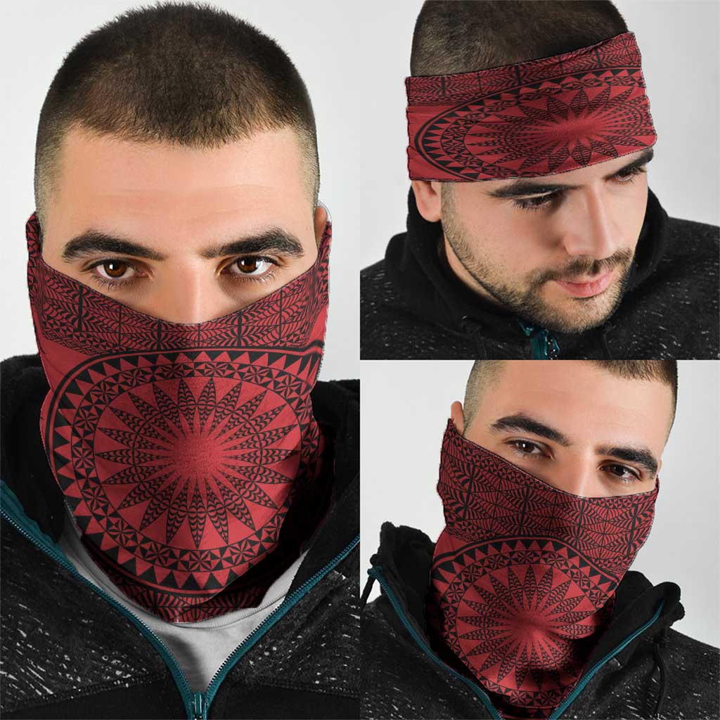 All Red Tonga Malo e lelei Neck Gaiter Vintage Ngatu Tribal Pattern - Polynesian Pride