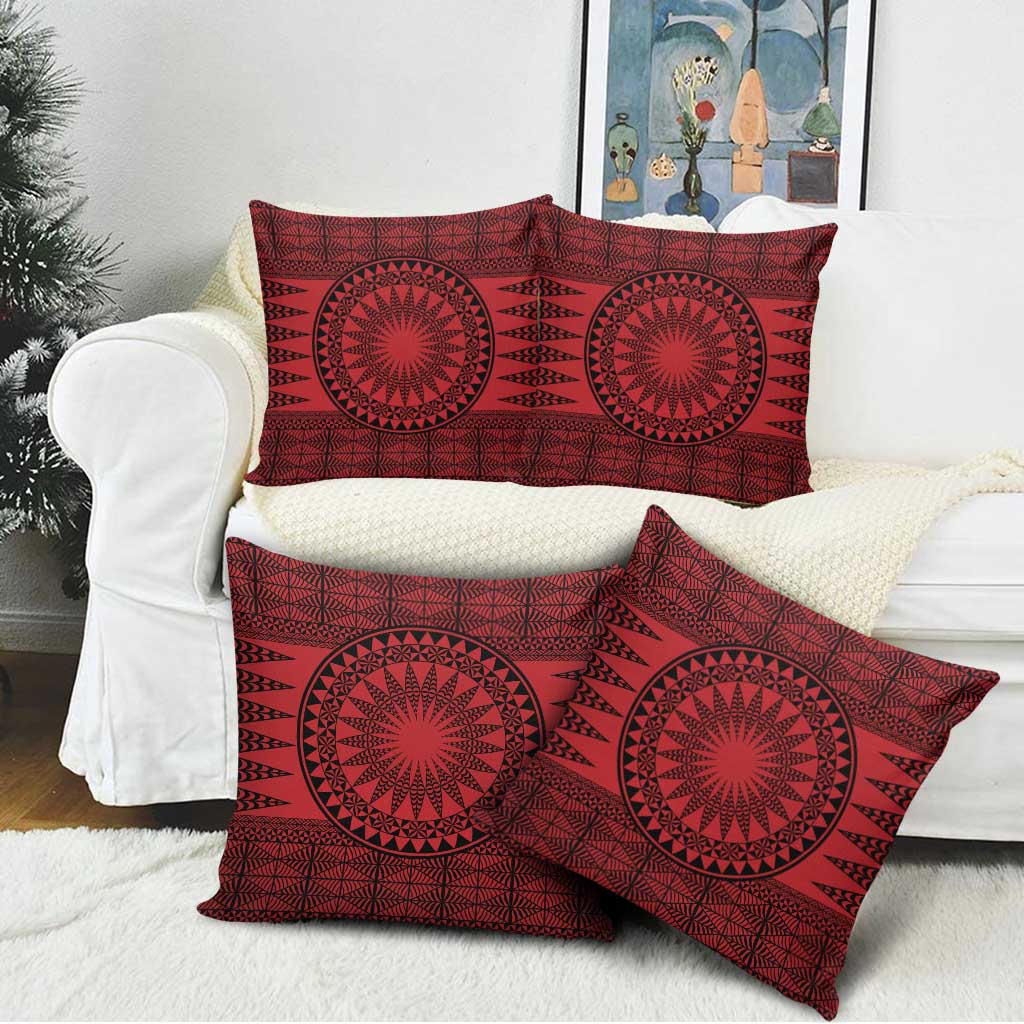 All Red Tonga Malo e lelei Pillow Cover Vintage Ngatu Tribal Pattern - Polynesian Pride