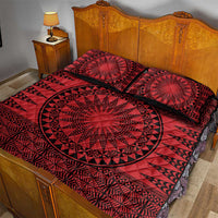 All Red Tonga Malo e lelei Quilt Bed Set Vintage Ngatu Tribal Pattern - Polynesian Pride