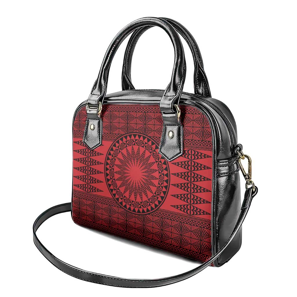 All Red Tonga Malo e lelei Shoulder Handbag Vintage Ngatu Tribal Pattern - Polynesian Pride