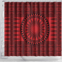 All Red Tonga Malo e lelei Shower Curtain Vintage Ngatu Tribal Pattern - Polynesian Pride