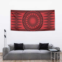 All Red Tonga Malo e lelei Tapestry Vintage Ngatu Tribal Pattern - Polynesian Pride