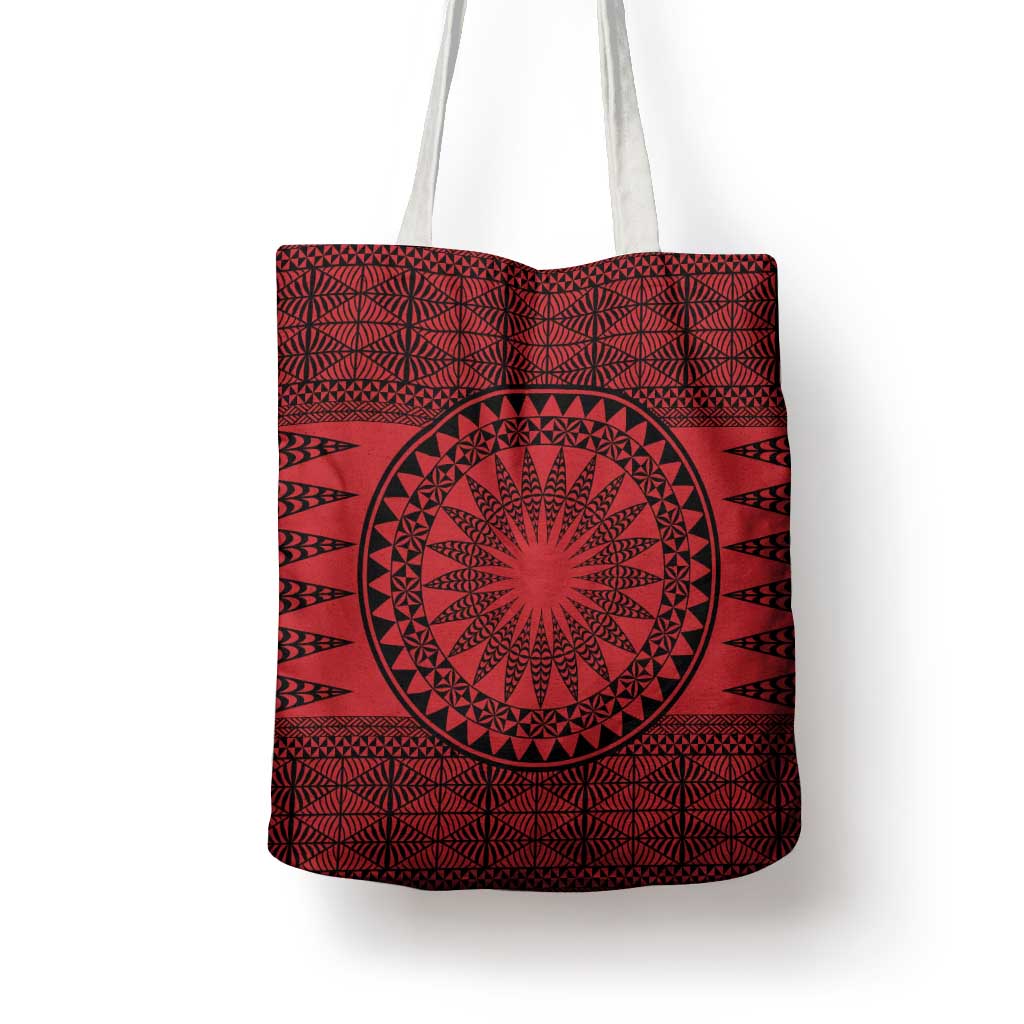All Red Tonga Malo e lelei Tote Bag Vintage Ngatu Tribal Pattern - Polynesian Pride