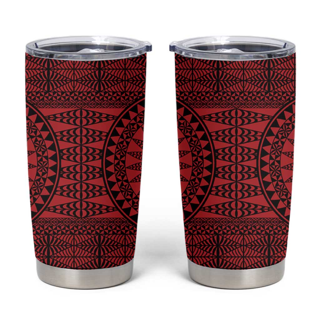 All Red Tonga Malo e lelei Tumbler Cup Vintage Ngatu Tribal Pattern - Polynesian Pride