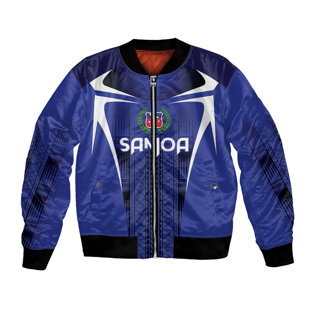 2026 Rugby Nations Series Custom Manu Samoa Bomber Jacket LT9 Unisex Blue - Polynesian Pride
