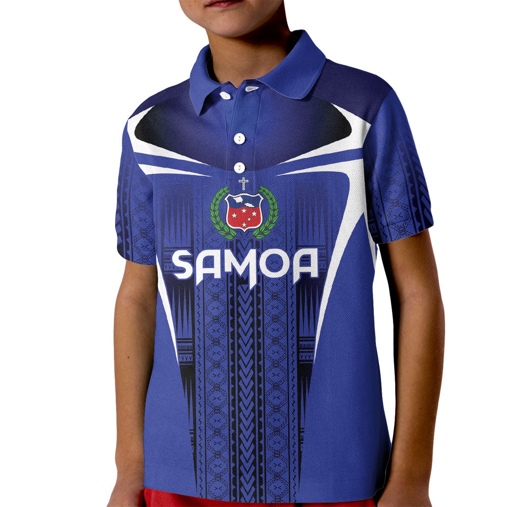 2026 Rugby Nations Series Custom Manu Samoa Kid Polo Shirt LT9 Kid Blue - Polynesian Pride