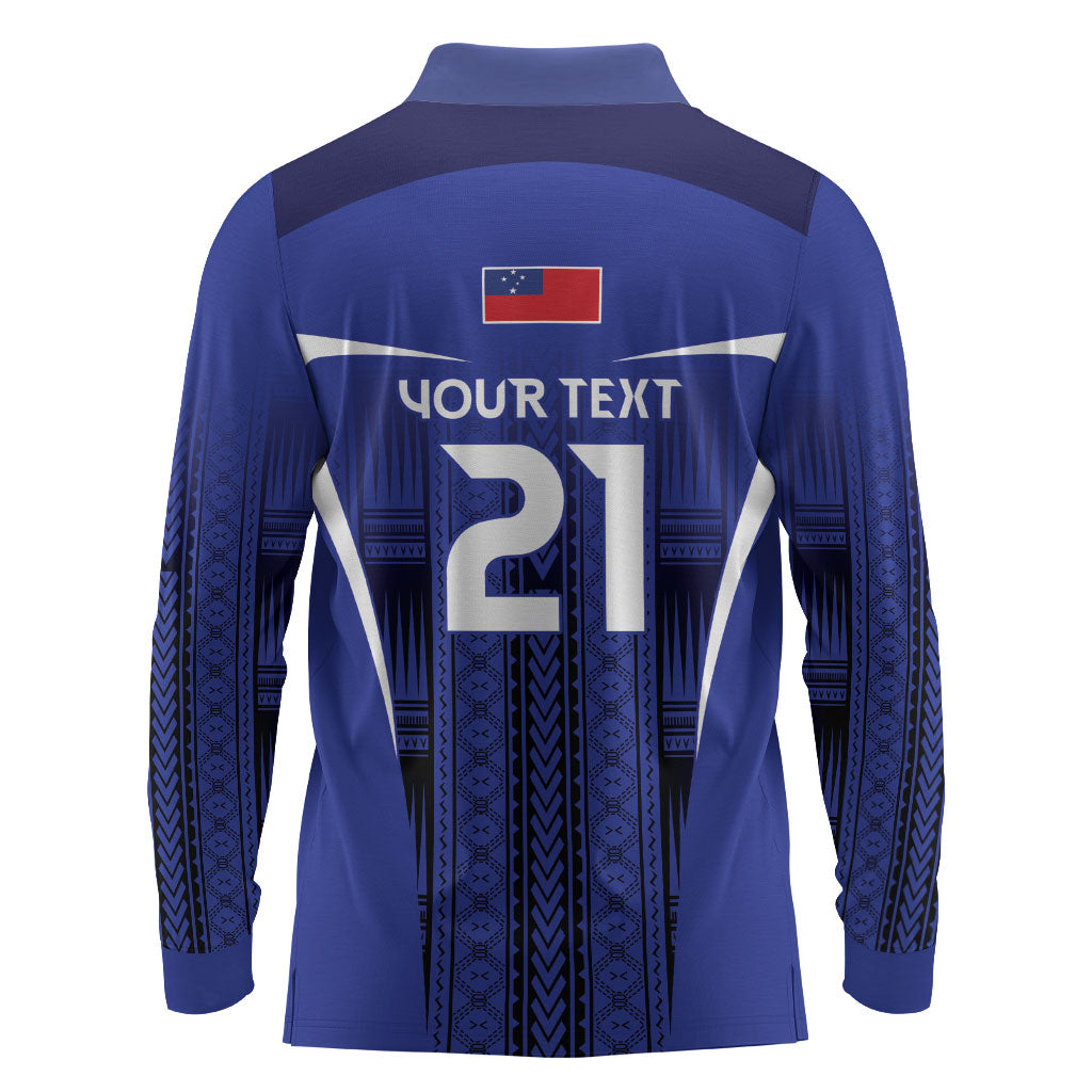 2026 Rugby Nations Series Custom Manu Samoa Long Sleeve Polo Shirt LT9 - Polynesian Pride
