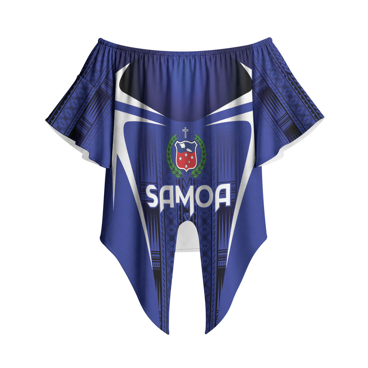 2026 Rugby Nations Series Custom Manu Samoa Off Shoulder Wrap Waist Top LT9 - Polynesian Pride