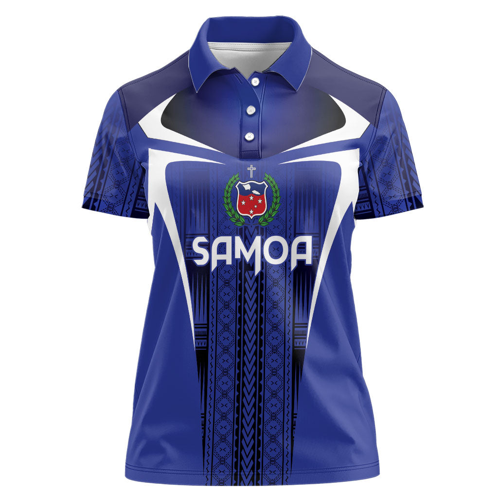 2026 Rugby Nations Series Custom Manu Samoa Women Polo Shirt LT9 Female Blue - Polynesian Pride