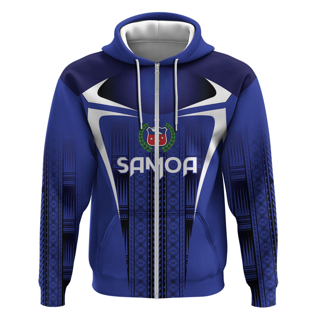2026 Rugby Nations Series Custom Manu Samoa Zip Hoodie LT9 Zip Hoodie Blue - Polynesian Pride