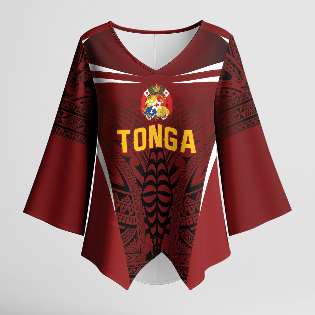2026 Rugby Nations Series Custom Tonga Ikale Tahi Kimono Sleeve Blouse LT9 Female Red - Polynesian Pride
