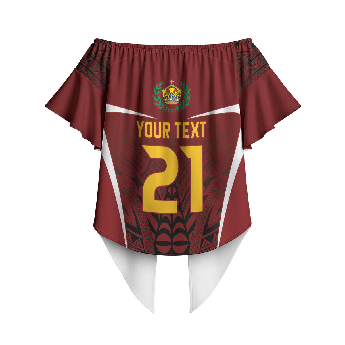 2026 Rugby Nations Series Custom Tonga Ikale Tahi Off Shoulder Wrap Waist Top LT9 - Polynesian Pride