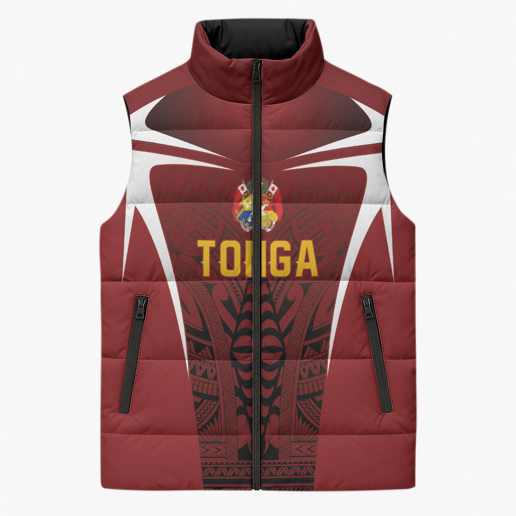 2026 Rugby Nations Series Custom Tonga Ikale Tahi Sleeveless Puffer Jacket LT9 Unisex Red - Polynesian Pride