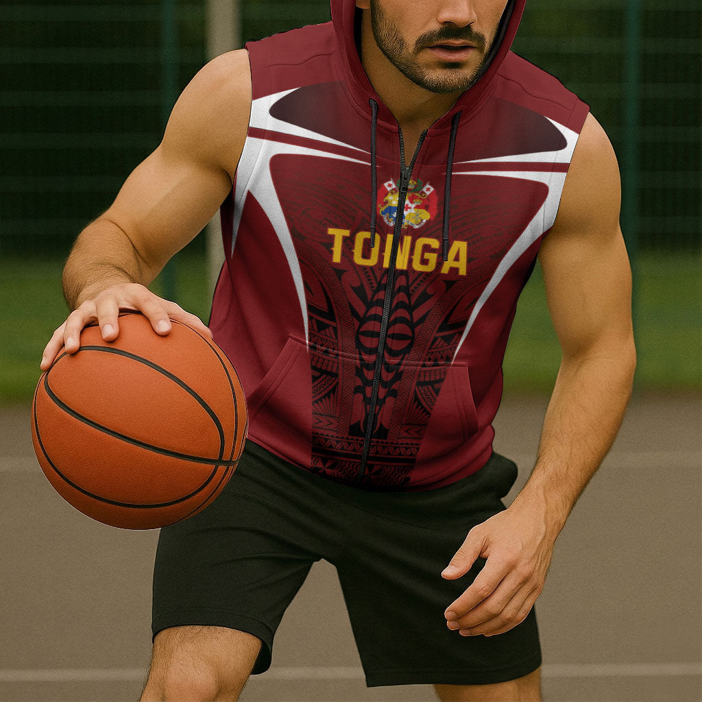 2026 Rugby Nations Series Custom Tonga Ikale Tahi Sleeveless Zip Hoodie LT9 - Polynesian Pride