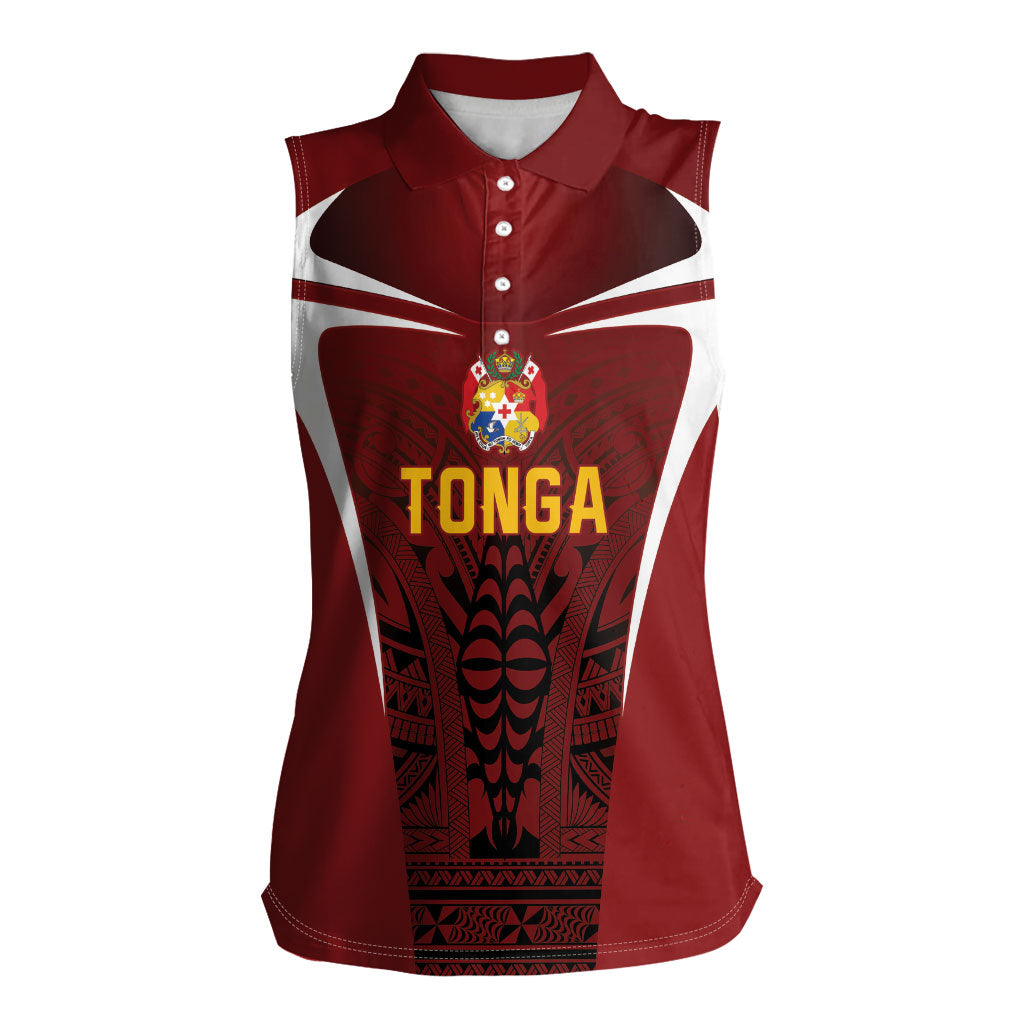 2026 Rugby Nations Series Custom Tonga Ikale Tahi Women Sleeveless Polo Shirt LT9 Female Red - Polynesian Pride