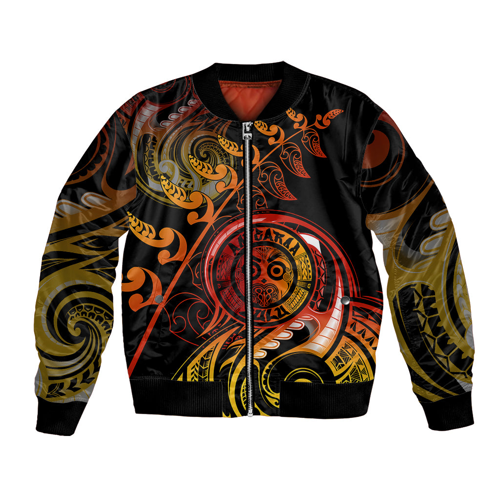 New Zealand Bomber Jacket Aotearoa Wisdom Face Maori Fern Tattoo Arty LT9 Unisex Reggae - Polynesian Pride