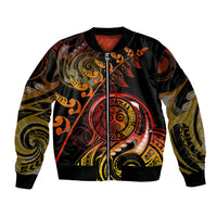 New Zealand Bomber Jacket Aotearoa Wisdom Face Maori Fern Tattoo Arty LT9 Unisex Reggae - Polynesian Pride