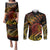 New Zealand Couples Matching Puletasi Dress and Long Sleeve Button Shirts Aotearoa Wisdom Face Maori Fern Tattoo Arty LT9 Reggae - Polynesian Pride