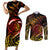 New Zealand Couples Matching Short Sleeve Bodycon Dress and Long Sleeve Button Shirts Aotearoa Wisdom Face Maori Fern Tattoo Arty LT9 Reggae - Polynesian Pride