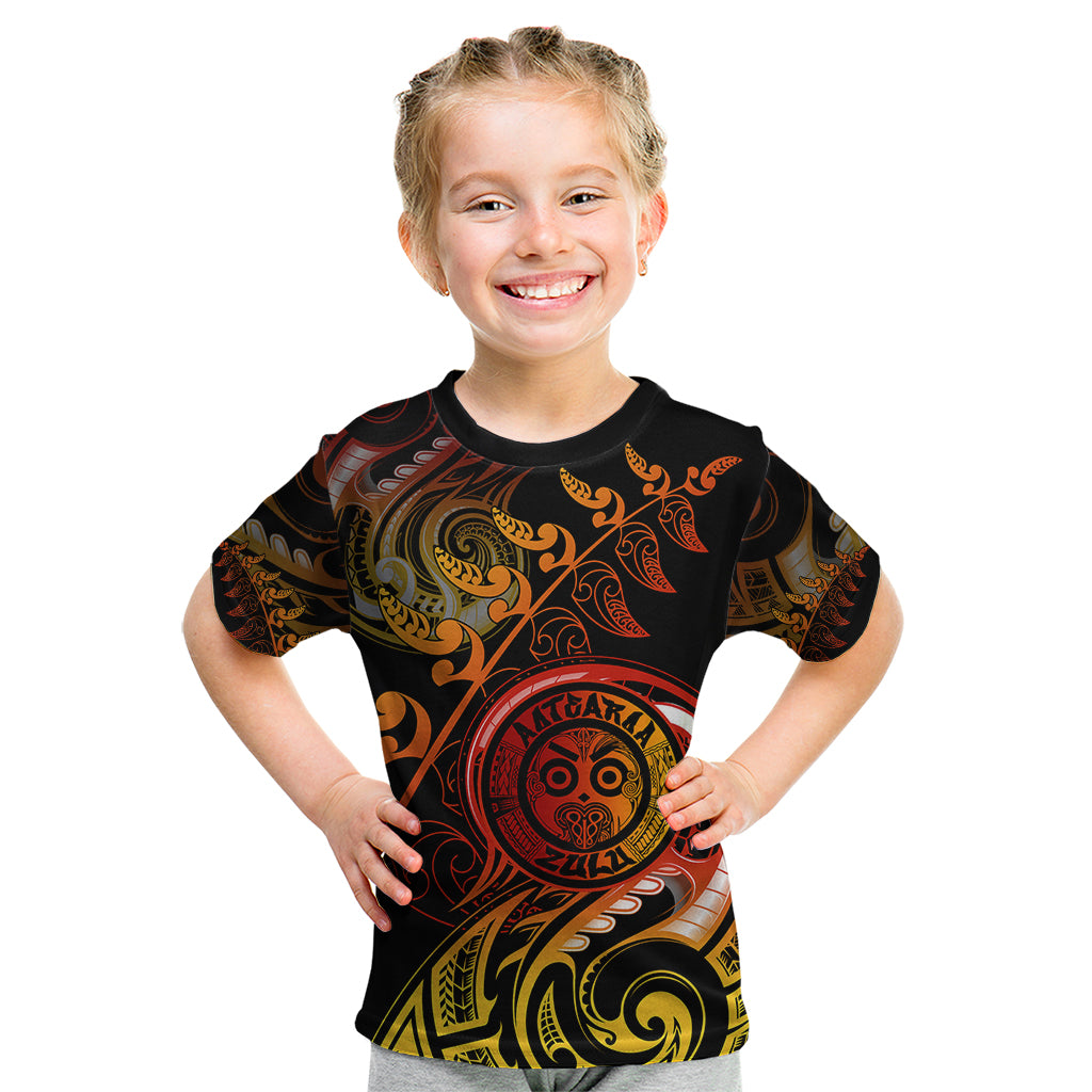 New Zealand Kid T Shirt Aotearoa Wisdom Face Maori Fern Tattoo Arty LT9 Reggae - Polynesian Pride