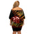 New Zealand Off Shoulder Short Dress Aotearoa Wisdom Face Maori Fern Tattoo Arty LT9 - Polynesian Pride