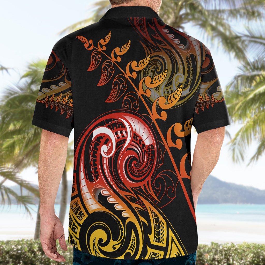 New Zealand Hawaiian Shirt Aotearoa Hei-Tiki Maori Fern Tattoo Arty LT9 - Polynesian Pride