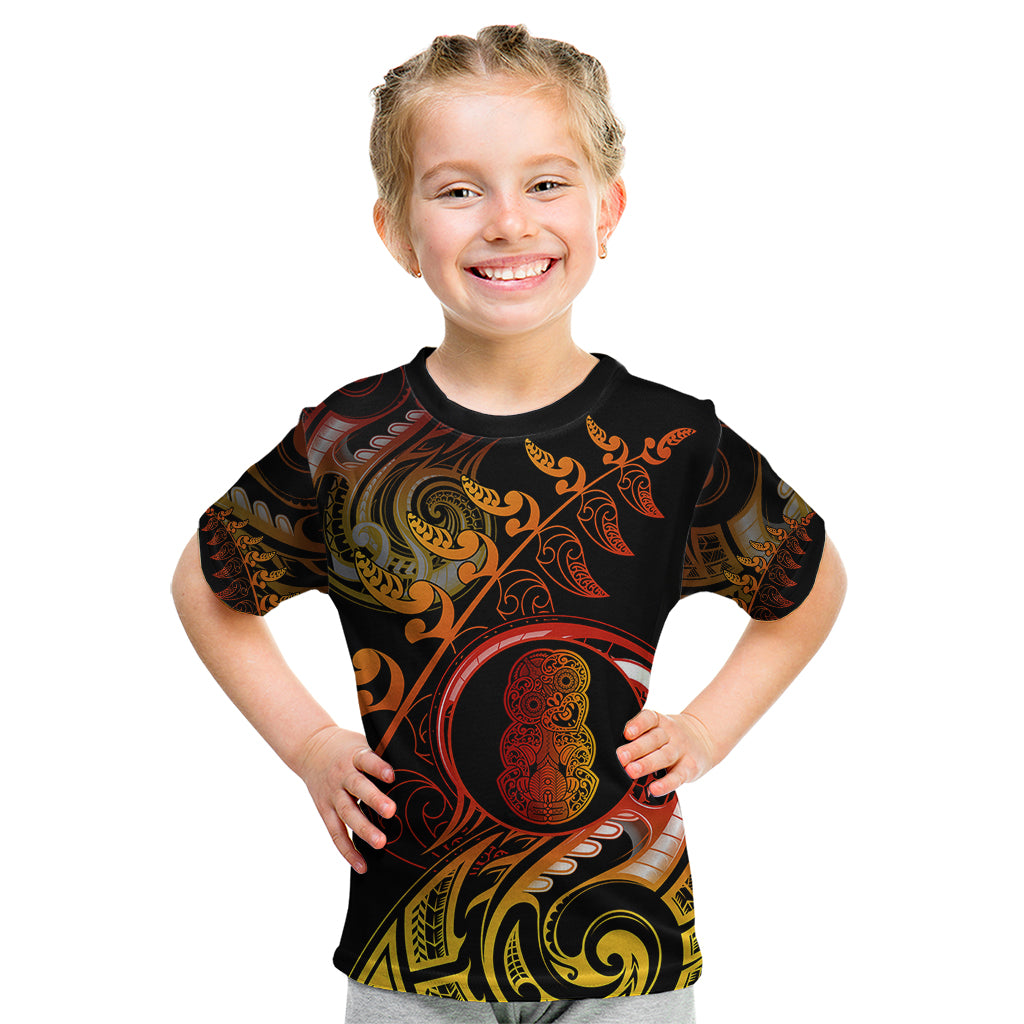 New Zealand Kid T Shirt Aotearoa Hei-Tiki Maori Fern Tattoo Arty LT9 Reggae - Polynesian Pride