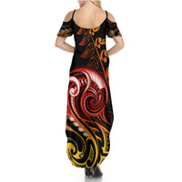 New Zealand Summer Maxi Dress Aotearoa Hei-Tiki Maori Fern Tattoo Arty LT9 - Polynesian Pride