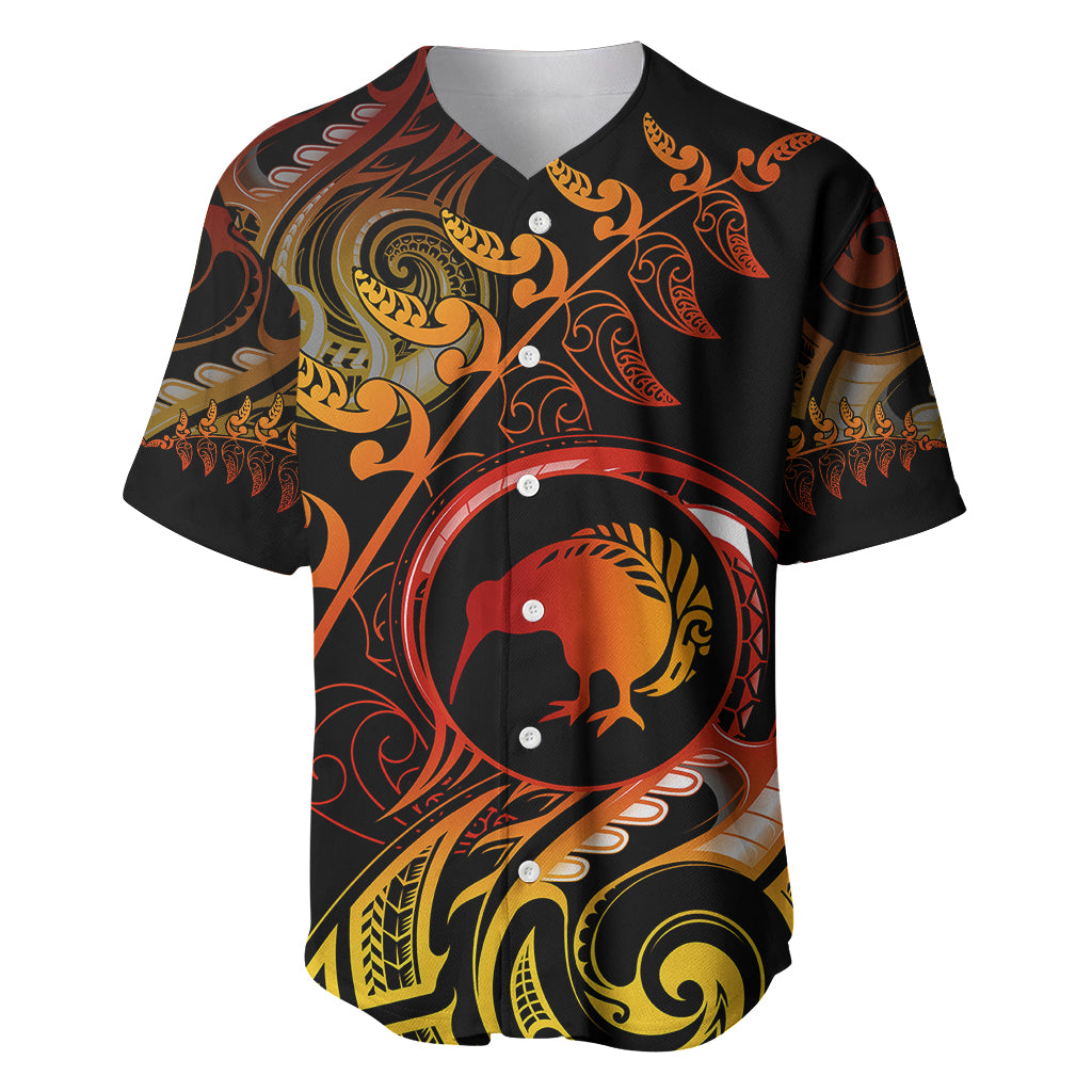 New Zealand Baseball Jersey Aotearoa Kiwi Bird Maori Fern Tattoo Arty LT9 Reggae - Polynesian Pride