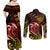 New Zealand Couples Matching Off Shoulder Maxi Dress and Long Sleeve Button Shirts Aotearoa Kiwi Bird Maori Fern Tattoo Arty LT9 - Polynesian Pride