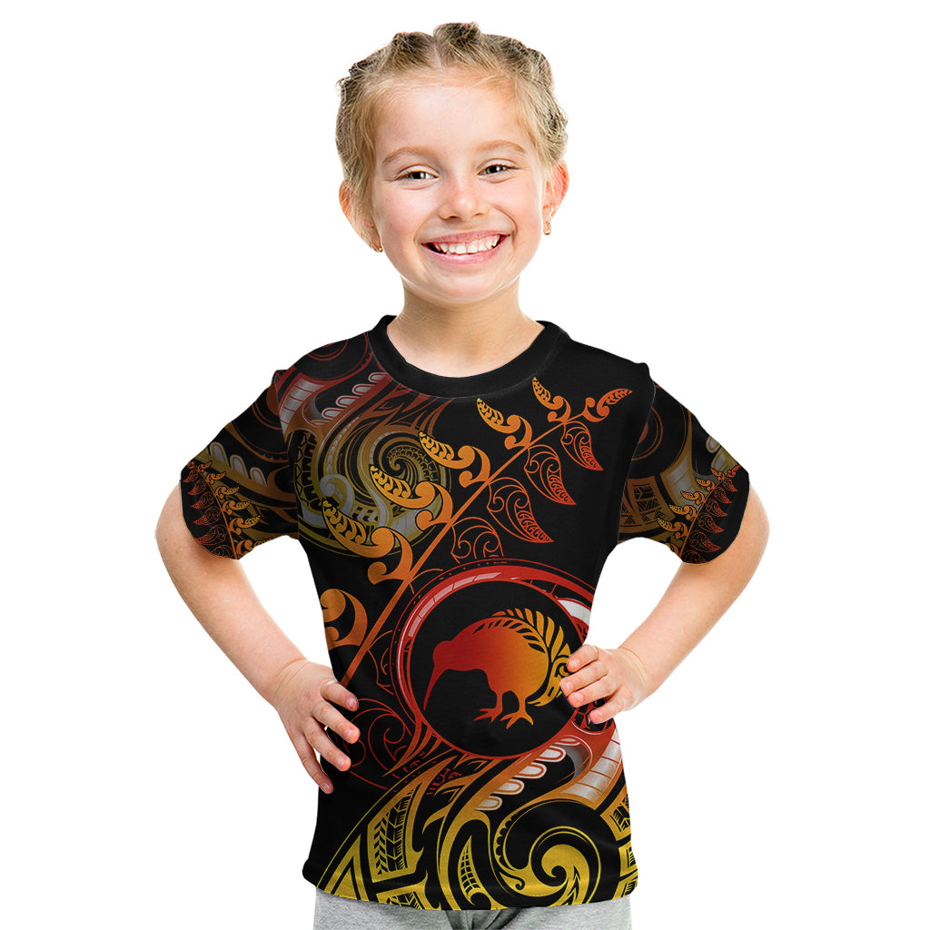 New Zealand Kid T Shirt Aotearoa Kiwi Bird Maori Fern Tattoo Arty LT9 Reggae - Polynesian Pride